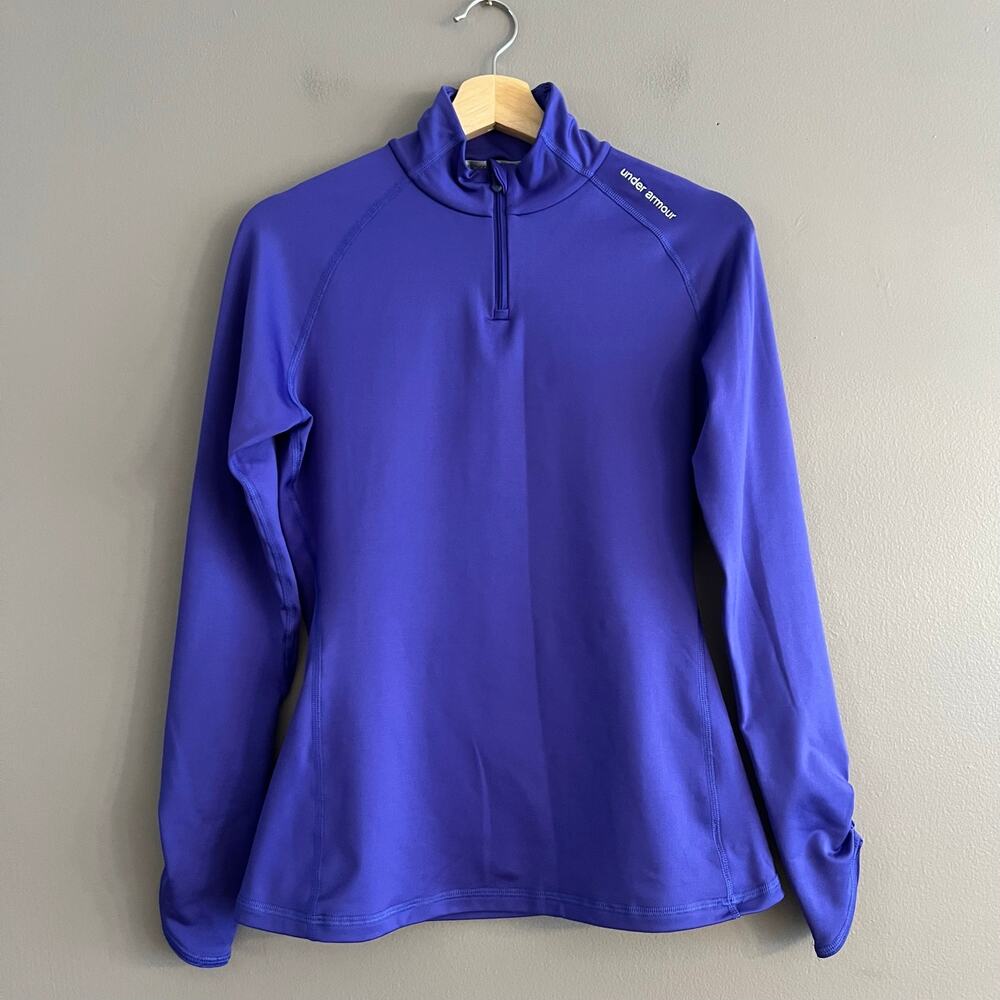 Under Armour Womens HeatGear Quarter Zip Long Sleeve Fitted Top Purple Medium